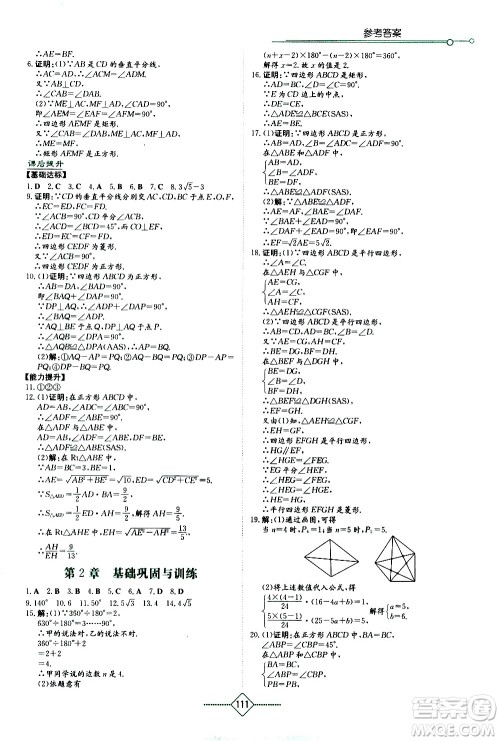 湖南教育出版社2021学法大视野数学八年级下册湘教版答案