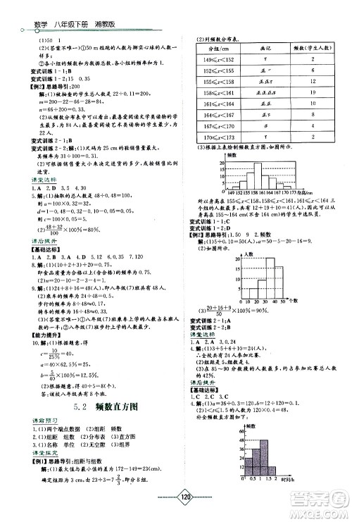 湖南教育出版社2021学法大视野数学八年级下册湘教版答案