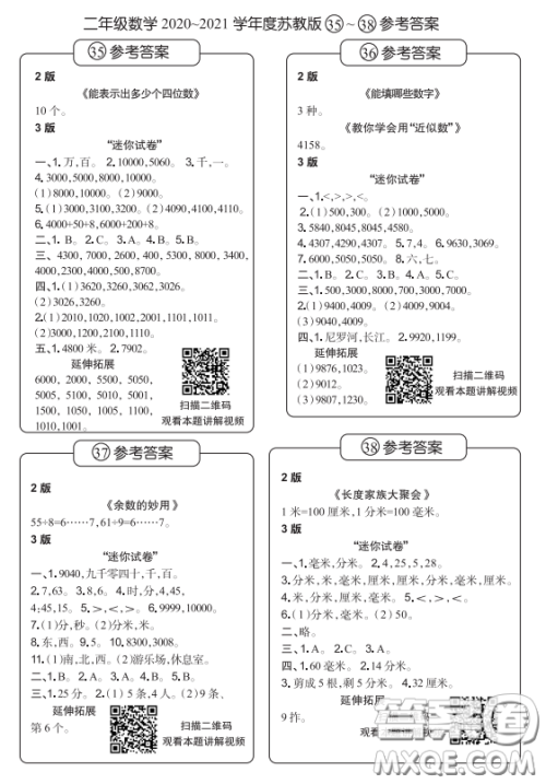 2021时代学习报数学周刊小学数学二年级苏教版35-46答案 2021时代学习报数学周刊小学数学二年级苏教版35-46答案