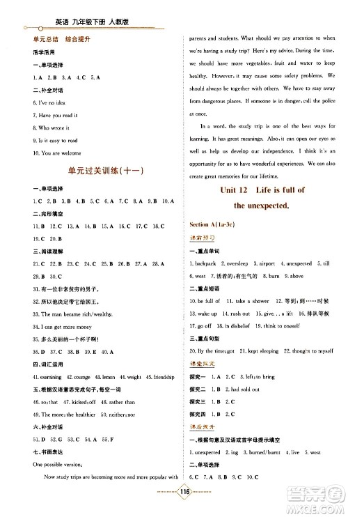 湖南教育出版社2021学法大视野英语九年级下册人教版答案