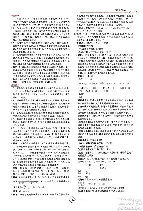 湖南教育出版社2021学法大视野化学九年级下册人教版答案