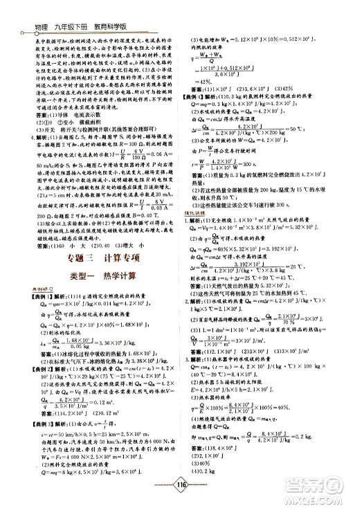 湖南教育出版社2021学法大视野物理九年级下册教育科学版答案