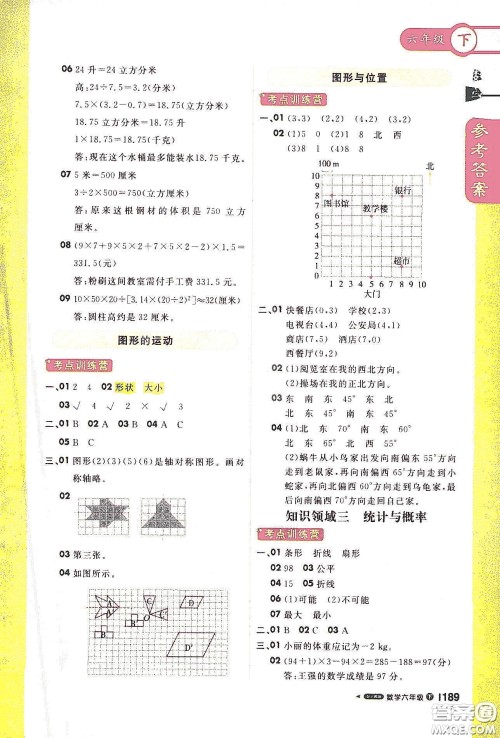 北京教育出版社2021年1+1轻巧夺冠课堂直播六年级数学下册人教版答案