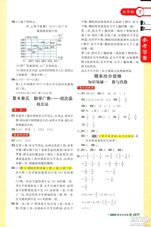 北京教育出版社2021年1+1轻巧夺冠课堂直播五年级数学下册人教版答案