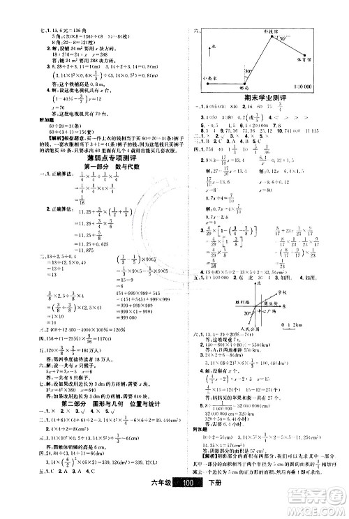 江西美术出版社2021学海乐园数学六年级下册RJ人教版答案