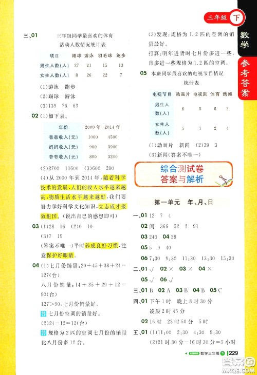 北京教育出版社2021年1+1轻巧夺冠课堂直播三年级数学下册冀教版答案
