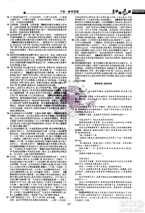 江西美术出版社2021学海风暴语文七年级下册RJ人教版答案