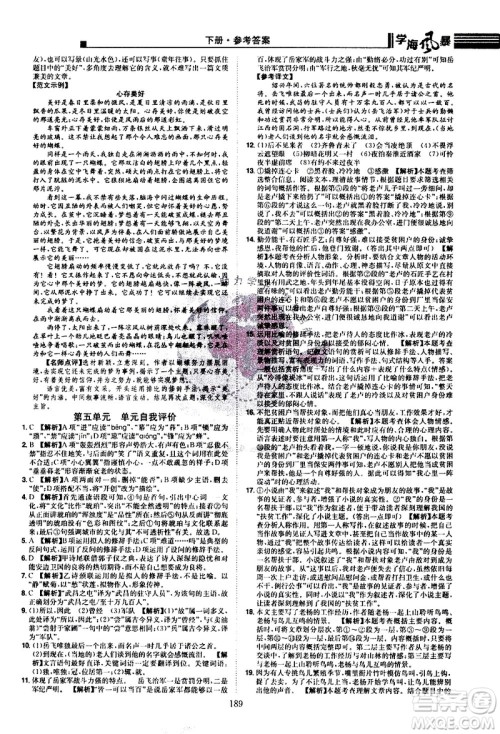 江西美术出版社2021学海风暴语文七年级下册RJ人教版答案