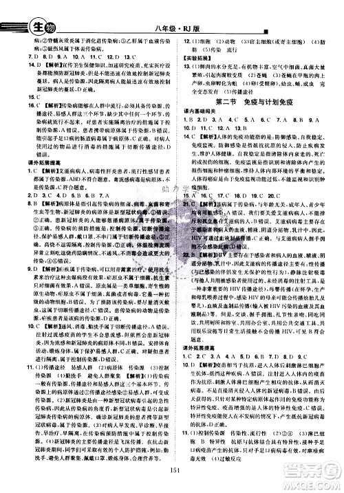 江西美术出版社2021学海风暴生物八年级下册RJ人教版答案