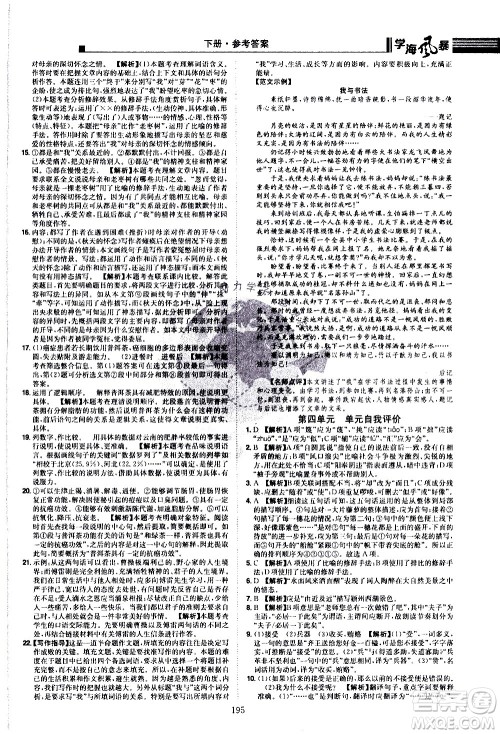 江西美术出版社2021学海风暴语文八年级下册RJ人教版答案 江西美术出版社2021学海风暴语文八年级下册RJ人教版答案