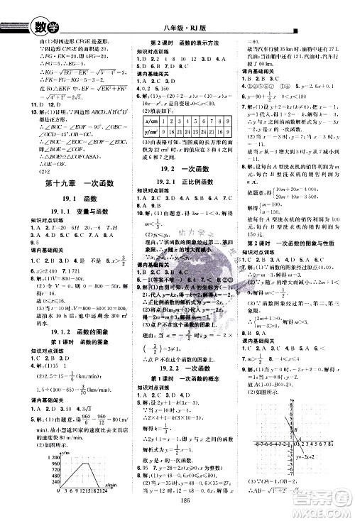 江西美术出版社2021学海风暴数学八年级下册RJ人教版答案
