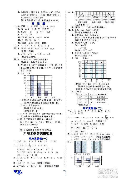 西安出版社2021春季53全优卷小学数学四年级下册BSD北师大版答案 西安出版社2021春季53全优卷小学数学四年级下册BSD北师大版答案