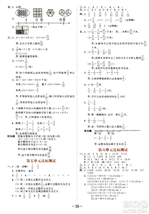 教育科学出版社2021春季53天天练测评卷小学数学五年级下册SJ苏教版答案