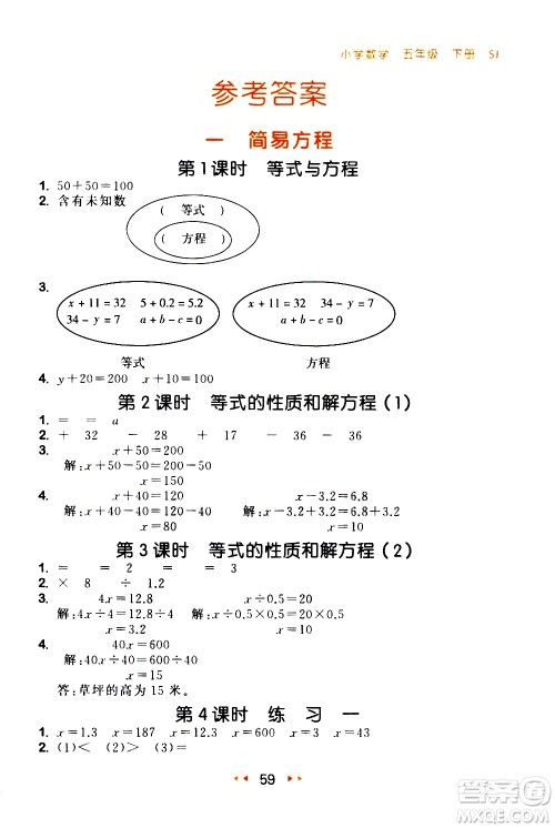 教育科学出版社2021春季53随堂测小学数学五年级下册SJ苏教版答案