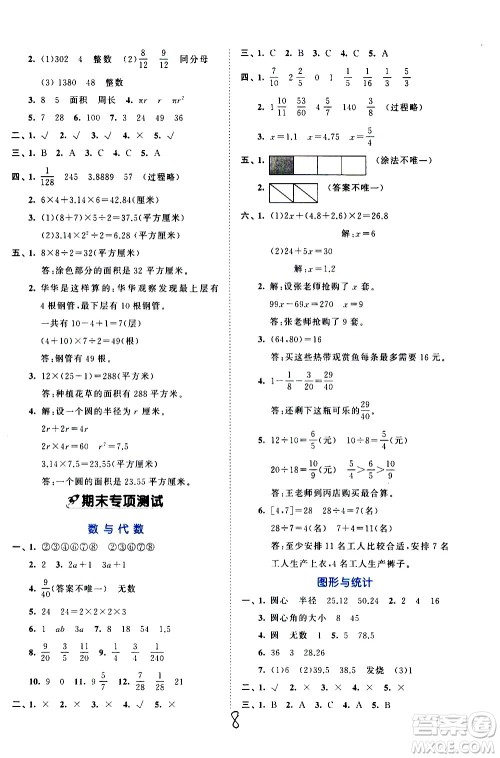 西安出版社2021春季53全优卷小学数学五年级下册SJ苏教版答案