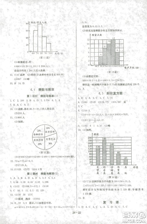 江苏人民出版社2021春雨教育课时训练七年级数学下册浙江教育版答案