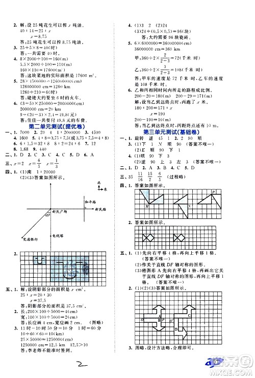 西安出版社2021春季53全优卷小学数学六年级下册BSD北师大版答案