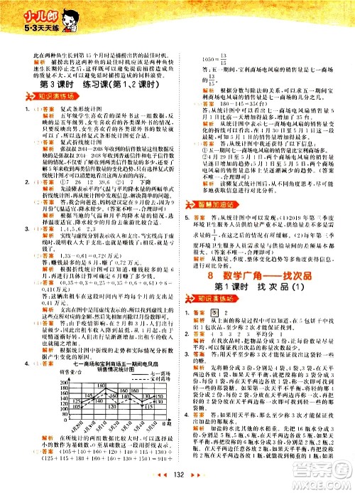 教育科学出版社2021春季53天天练小学数学五年级下册RJ人教版答案