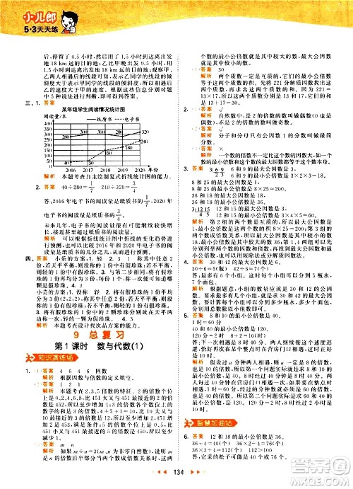 教育科学出版社2021春季53天天练小学数学五年级下册RJ人教版答案