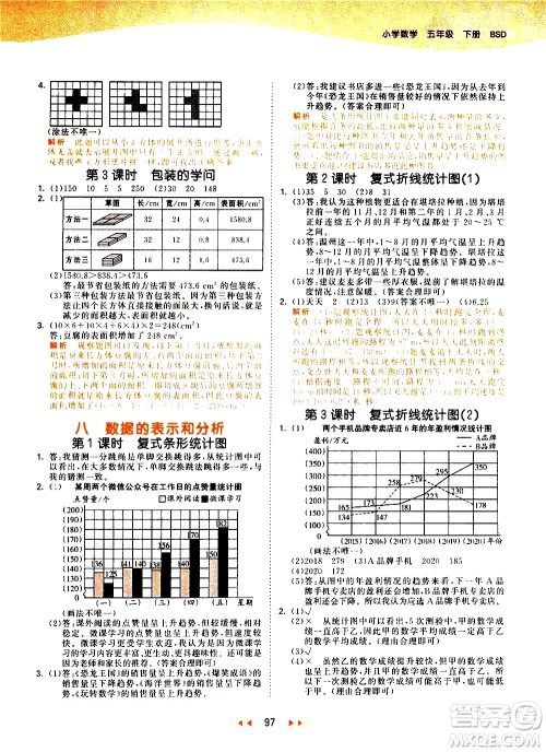 教育科学出版社2021春季53天天练小学数学五年级下册BSD北师大版答案