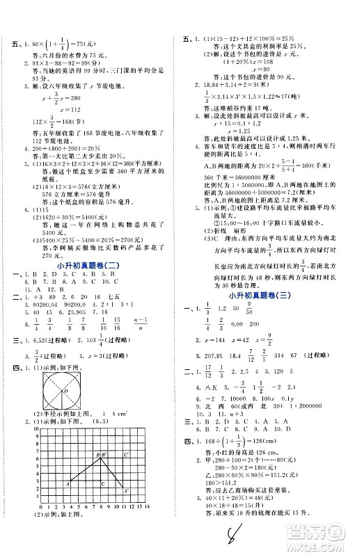 教育科学出版社2021年53小升初总复习考前讲练测数学答案