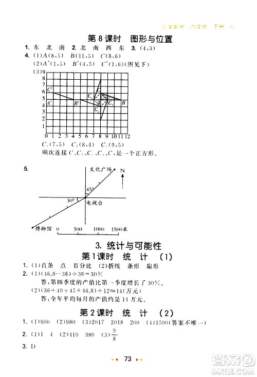 教育科学出版社2021春季53随堂测小学数学六年级下册SJ苏教版答案