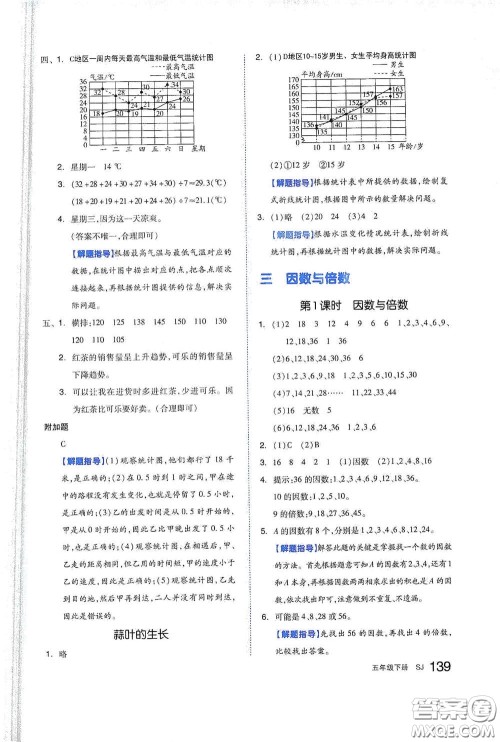 天津人民出版社2021春全品作业本五年级数学下册苏教版答案