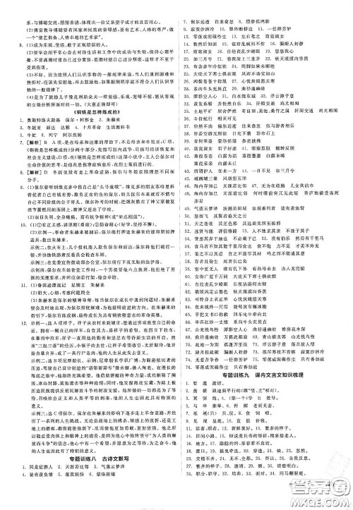 阳光出版社2021春全品作业本八年级语文下册新课标人教版江西省专用答案
