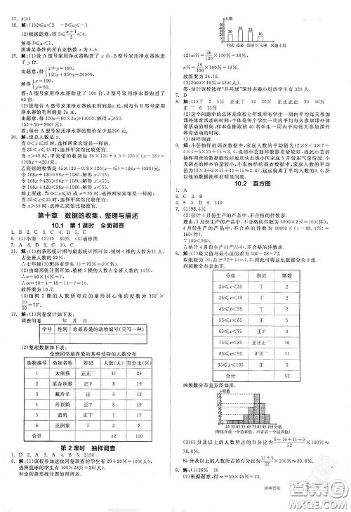 阳光出版社2021全品作业本七年级数学下册新课标人教版江西省答案