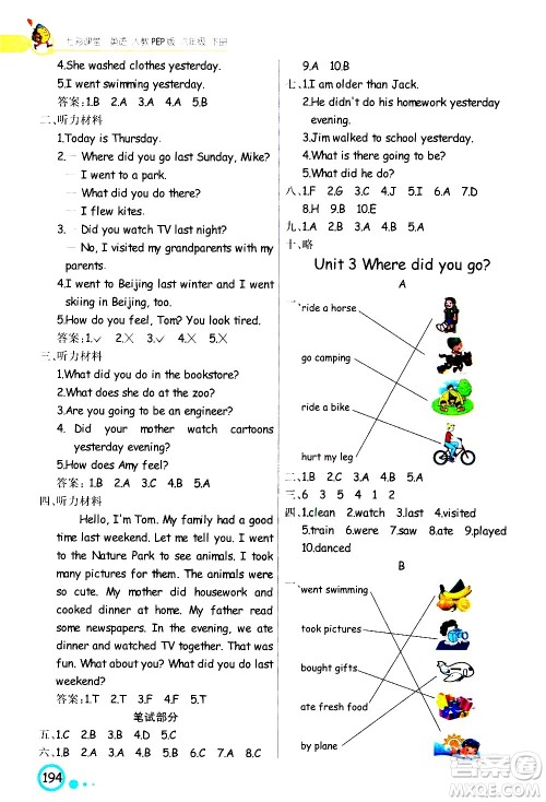 河北教育出版社2021七彩课堂英语六年级下册人教PEP版答案 河北教育出版社2021七彩课堂英语六年级下册人教PEP版答案
