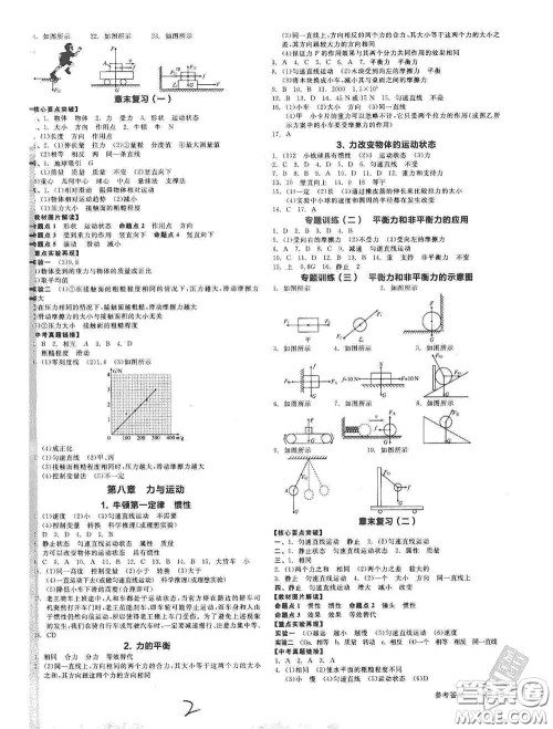 阳光出版社2021春全品作业本八年级物理下册新课标教科版A版答案