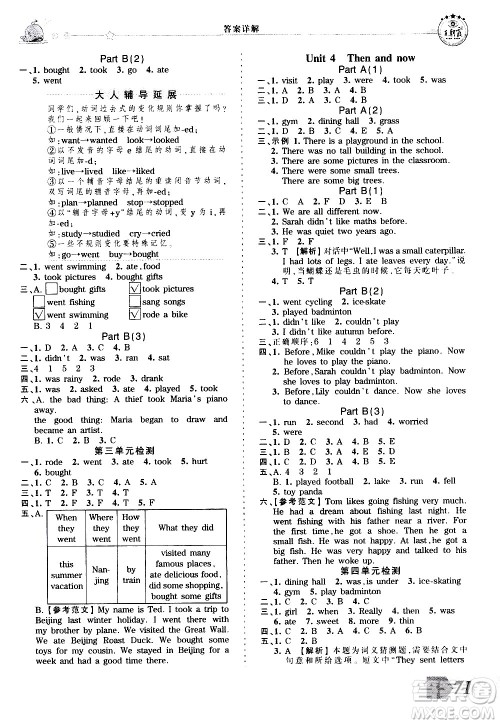 江西人民出版社2021王朝霞创维新课堂英语六年级下册PEP人教版答案