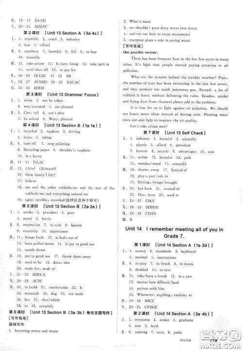 阳光出版社2021全品作业本九年级英语下册新课标人教版江西省答案 阳光出版社2021全品作业本九年级英语下册新课标人教版江西省答案