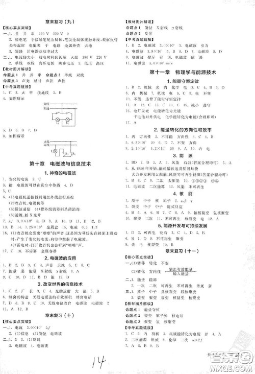 阳光出版社2021全品作业本九年级物理下册新课标教科版A版答案 阳光出版社2021全品作业本九年级物理下册新课标教科版A版答案