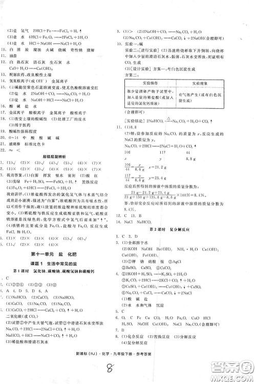 阳光出版社2021全品作业本九年级化学下册新课标人教版江西省答案 阳光出版社2021全品作业本九年级化学下册新课标人教版江西省答案