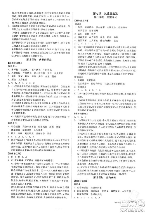 阳光出版社2021全品作业本九年级道德与法治下册新课标人教版答案 阳光出版社2021全品作业本九年级道德与法治下册新课标人教版答案