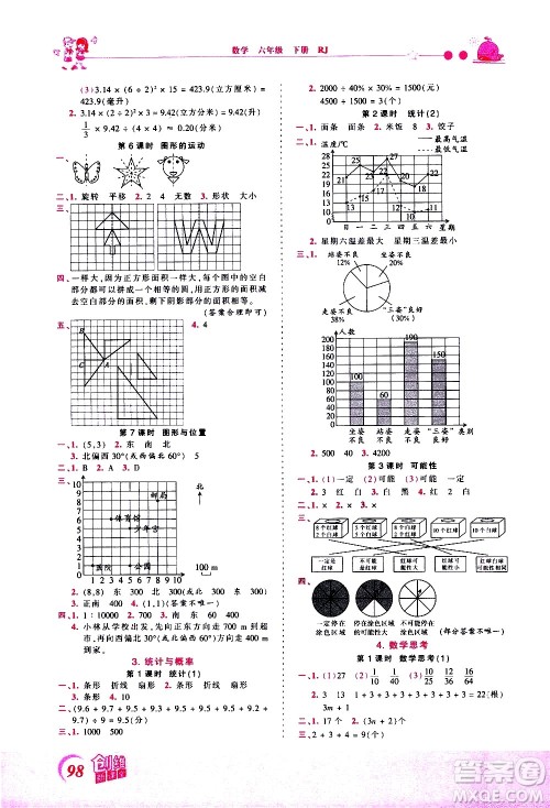 江西人民出版社2021王朝霞创维新课堂数学六年级下册RJ人教版答案