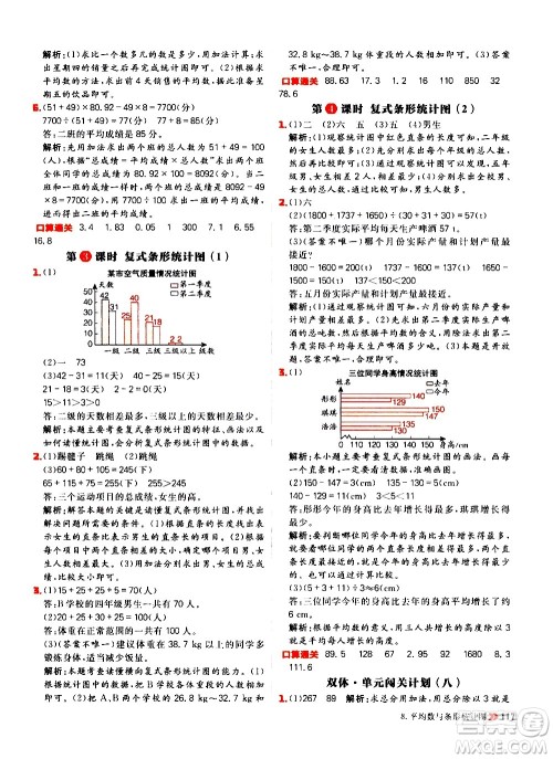 延边大学出版社2021春阳光计划小学同步数学四年级下册RJ人教版答案