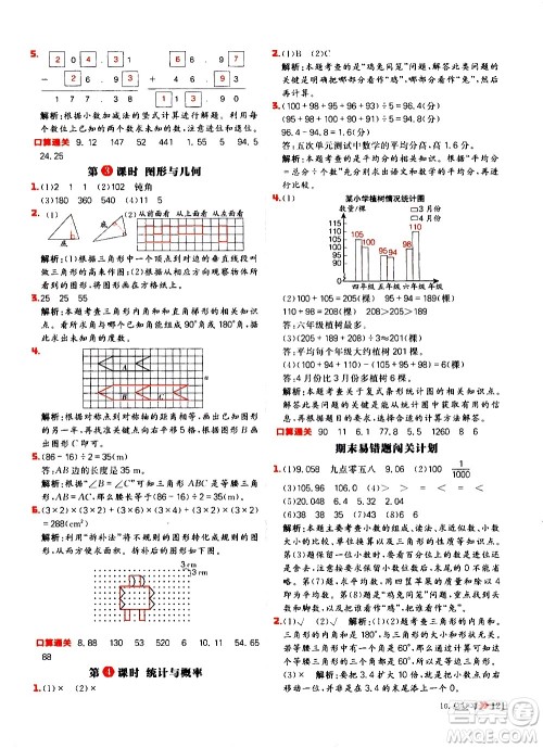 延边大学出版社2021春阳光计划小学同步数学四年级下册RJ人教版答案