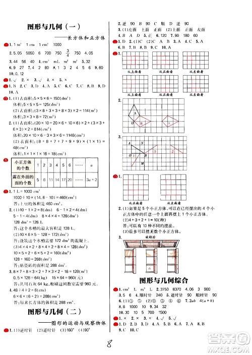 延边大学出版社2021春阳光计划小学试卷数学五年级下册RJ人教版答案