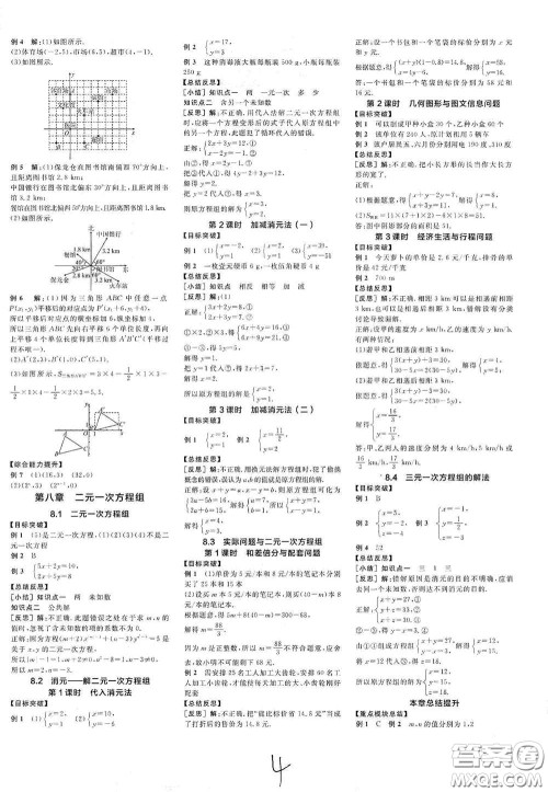 阳光出版社2021春全品学练考听课手册七年级数学下册新课标人教版江西省专用答案