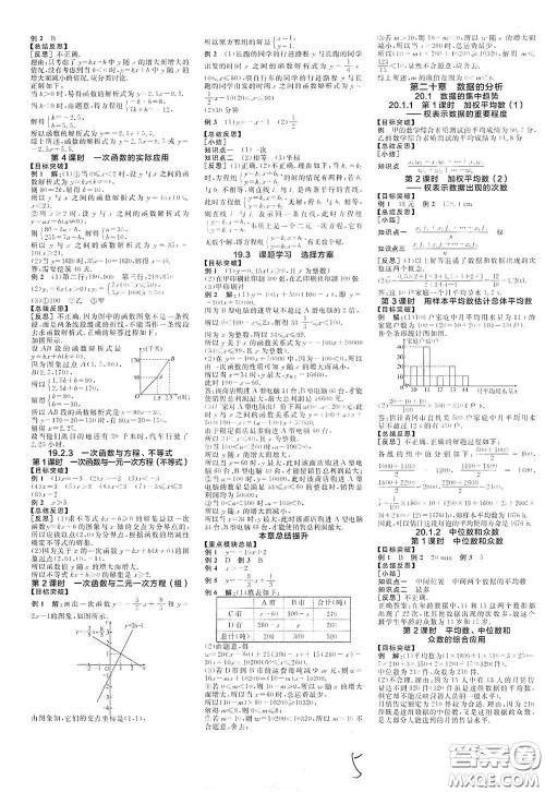 阳光出版社2021春全品学练考听课手册八年级数学下册新课标人教版江西省专用答案