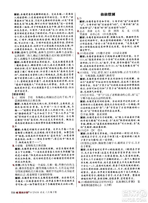 延边大学出版社2021春阳光计划小学同步语文六年级下册RJ人教版答案