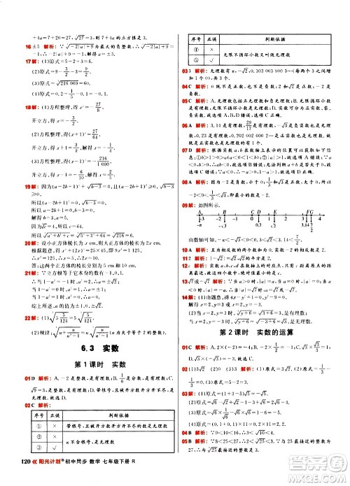 黑龙江教育出版社2021春阳光计划初中同步数学七年级下册R人教版答案