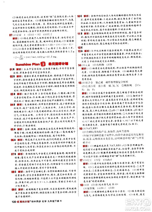 黑龙江教育出版社2021春阳光计划初中同步化学九年级下册R人教版答案