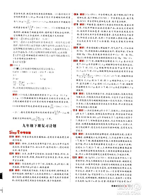 黑龙江教育出版社2021春阳光计划初中同步化学九年级下册R人教版答案