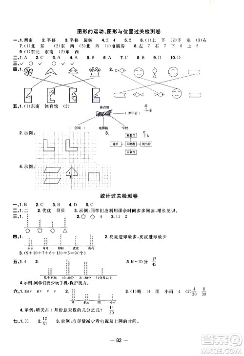 江西教育出版社2021阳光同学一线名师全优好卷数学三年级下册BS北师大版答案