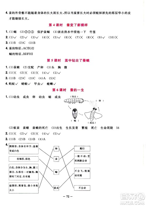 江西教育出版社2021阳光同学课时优化作业科学三年级下册JK教科版答案 江西教育出版社2021阳光同学课时优化作业科学三年级下册JK教科版答案