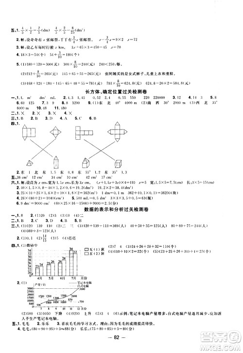 江西教育出版社2021阳光同学一线名师全优好卷数学五年级下册BS北师大版答案