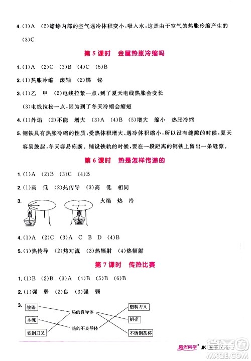江西教育出版社2021阳光同学课时优化作业科学五年级下册JK教科版答案 江西教育出版社2021阳光同学课时优化作业科学五年级下册JK教科版答案